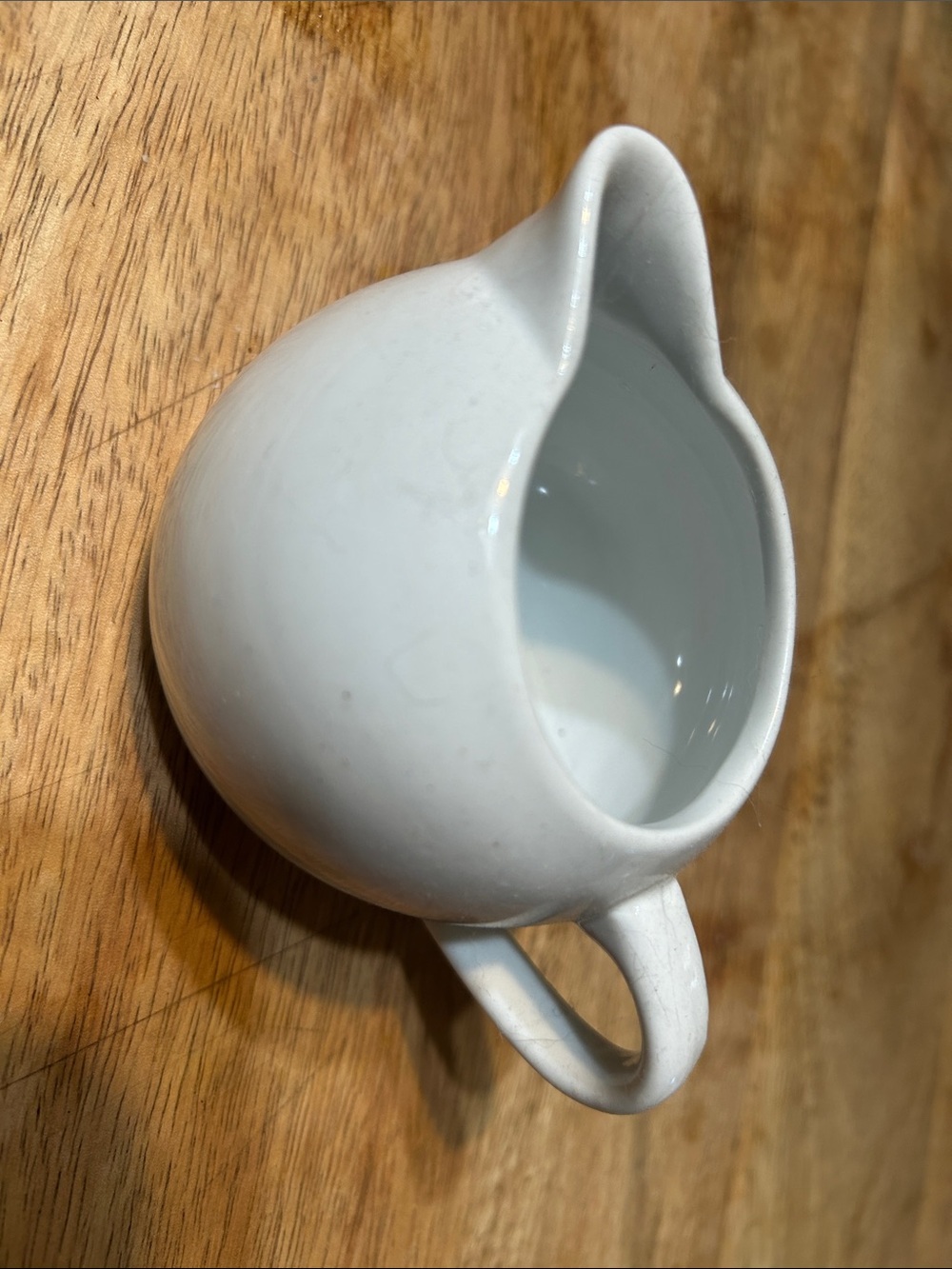 Glossy White Ceramic Creamer with Pour Spout